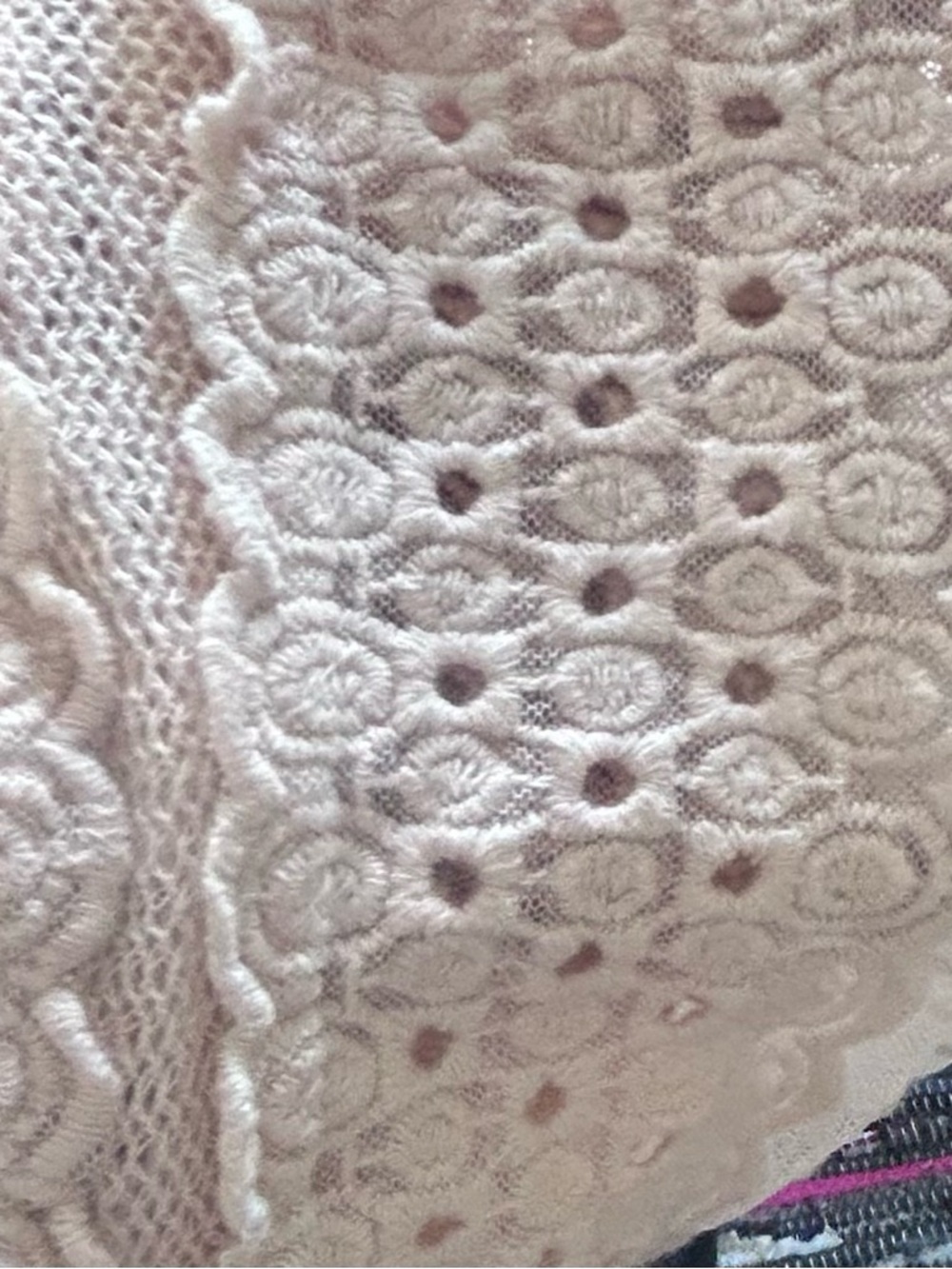 XCVI Peach Sheer Mesh and Lace-Trim Peasant Blouse Size M - Picture 3 of 6